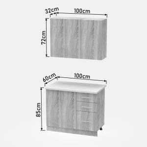 Set mobila bucatarie Festa Pako World Antracit 100x60x85 cm - Img 8