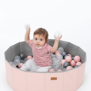 Set piscina de bile pliabila si bile Katlanir Havuz Roz 80x80x26 cm - Img 3