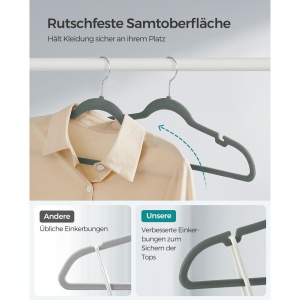 Set umerase de catifea Songmics Gri 43x22x0.6 cm - Img 3
