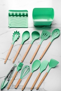Set ustensile de bucatarie 13 bucati C-SLC1301 Verde 17x11x15.5 cm - Img 2
