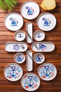 Set vesela mic dejun, 14 bucati KAHSER14 Alb 19x19x1 cm - Img 2