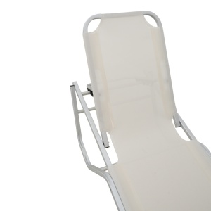 Sezlong Dessie pliabil aluminiu plasa alb 56x188x30 cm - Img 3