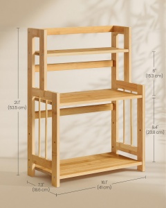 Suport pentru condimente, Bambou, Songmics, Natural, 41x18.6x53.5 cm - Img 3