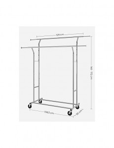 Suport pentru umerase, Songmics, Argintiu, HSR12S, 129-169 cm - Img 3