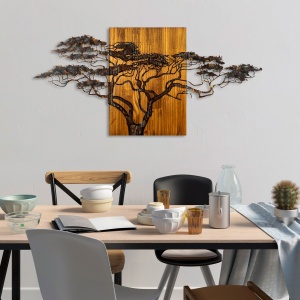 Tablou din lemn si metal Acacia Multicolor 144x70x3 cm - Img 2