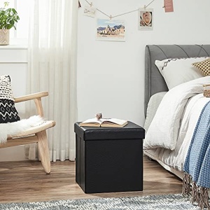 Taburet cu depozitare, Songmics, Negru, 38x38x38 cm - Img 4
