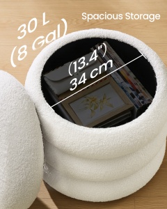 Taburet depozitare otoman boucle Island Alb 43x43x47 cm - Img 5