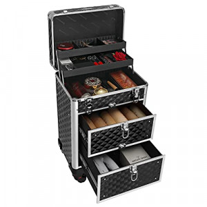 Troler cosmetice, Songmics, Negru, 34x25x57 cm - Img 5