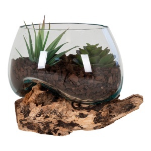 Vaza din sticla topita San Marino Waterdrop, Natural, 15x15x15 cm - Img 5