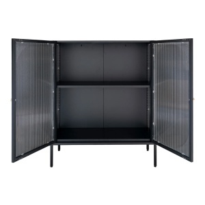 Vitrina metalica Adelaide, Negru, 35x90x110 cm