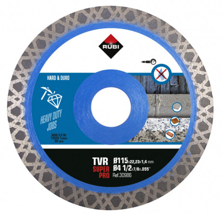 Disc diamantat pt. materiale foarte dure 115mm, TVR 115 SuperPro - RUBI-30986