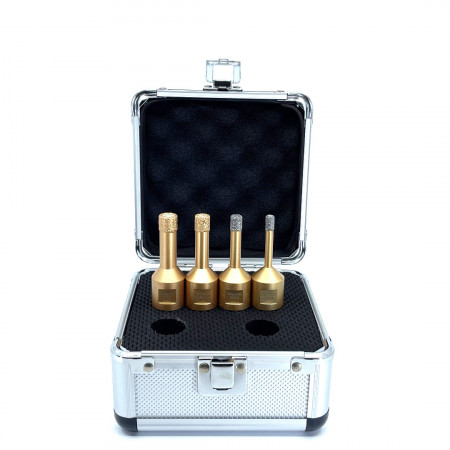 Set carote diamantate pt. gresie portelanata &amp; piatra - diam. 6, 8, 10, 12 mm PREMIUM - DXDY.GOLDrill.MiniSet