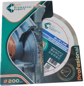 Disc DiamantatExpert pt. Ceramica, Gresie Portelanata de Duritate Medie, Placi 200x25,4/22.23(ring) (mm) taiere uscata sau umeda, Blue Line Profesional - DXQZ.BTLE.200.25-22 - Img 4