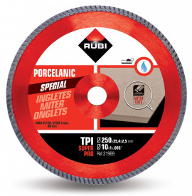 Disc diamantat pt. gresie portelanata, taieri oblice 250mm, TPI 250 SuperPro - RUBI-31969 - Img 1