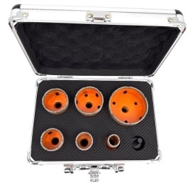 Set carote diamantate pt. gresie portelanata & piatra - diam. 20, 28, 35, 43, 50, 68 mm - 3DTECH - Super PREMIUM - DXDY.NEODRILL.BigSet - Img 1