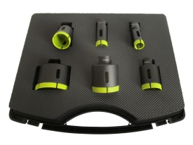 Set 6 carote diamantate pt. gresie portelanata & piatra - diam. 20, 25, 35, 40, 50, 68 (mm) - Super Premium - DXDH.80406.Satz6.20-68
