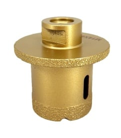 Carota Diamantata pentru ventil scurgeri in gresie portelanata, piatra, compozit, - diam. 45mm, 65mm 45° - Premium - DXDY.GOLDrill.45-6545deg