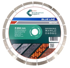 Disc DiamantatExpert pt. Beton, Materiale constructii 250x25,4 (mm) taiere uscata sau umeda, Blue Line Profesional - DXQZ.BCON.250.25 - Img 1