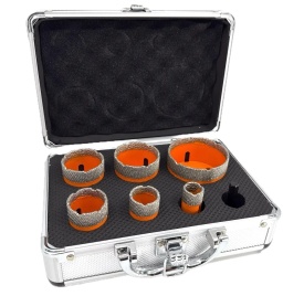 Set carote diamantate pt. gresie portelanata & piatra - diam. 20, 28, 35, 43, 50, 68 mm - 3DTECH - Super PREMIUM - DXDY.NEODRILL.BigSet - Img 2
