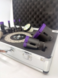 Set carote diamantate pt. gresie portelanata & piatra - diam. 6, 8, 10, 20, 35, 68 (mm), freza conica, disc taiere si ceara 3DTECH - Super PREMIUM - DXDY.NEODRILL.9SET - Img 5