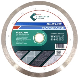 Disc DiamantatExpert pt. Ceramica, Gresie Portelanata de Duritate Medie, Placi 200x25,4/22.23(ring) (mm) taiere uscata sau umeda, Blue Line Profesional - DXQZ.BTLE.200.25-22 - Img 1