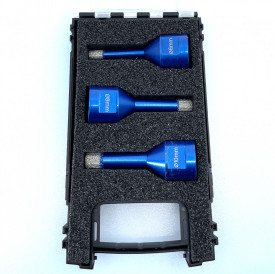 Set carote diamantate pt. gresie portelanata & piatra - diam. 6, 8, 10mm - cu ceara- Super Premium
