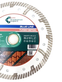 Disc DiamantatExpert TURBO Segmentat pt. Beton Ranforsat Usor, Materiale de constructii 180x25,4/22.23(ring) (mm) taiere uscata sau umeda, Blue Line Profesional - DXQZ.BTTC.180.25-22 - Img 3