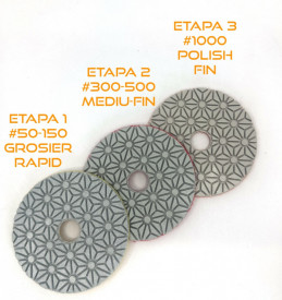 SET 3 paduri / dischete diamantate pt. slefuire uscata in 3 etape Ø100mm #50-1000 - DXDY.DRYPAD.100.3STEP - Img 3