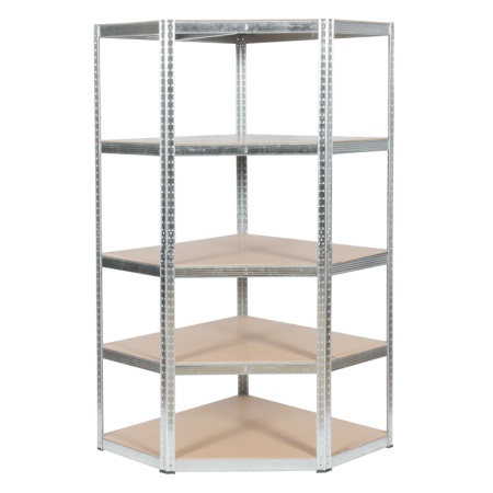 Ъглов метален стелаж Carmen CR-1019 - 180x90x45 см, до 275 кг на рафт - цинк - Img 3