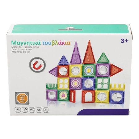 Магнитен Конструктор за изграждане - игра STEM. от 34 елемента - Img 3
