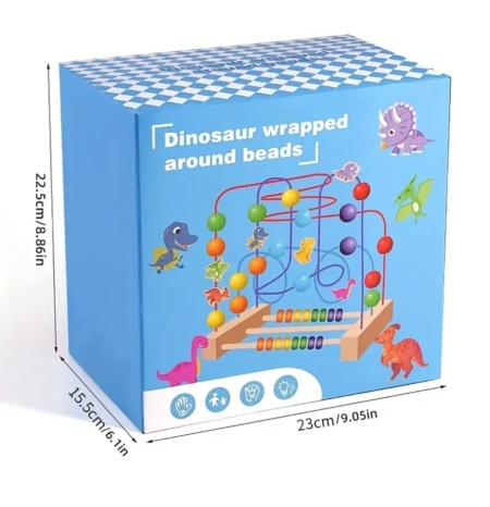 Дървена Монтесори играчка - Лабиринт с животни и маниста - Img 7