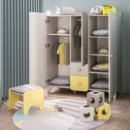 Трикрилен детски гардероб MINIA 124x46x142 см - Img 3