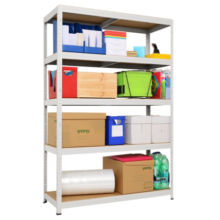 Метален стелаж STAR PLUS 180x120x45 см, до 250 кг на рафт - бял