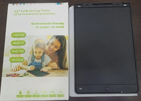 Детски графичен таблет с магнитна писалка, 12”, LCD дъска за рисуване за писане - Черен - Img 2