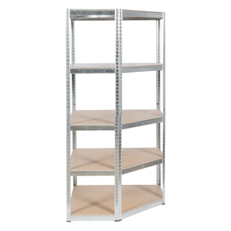 Ъглов метален стелаж Carmen CR-1019 - 180x90x45 см, до 275 кг на рафт - цинк - Img 2