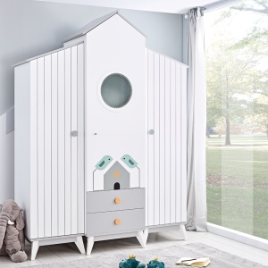 Трикрилен детски гардероб BIRD HOUSE - Img 5