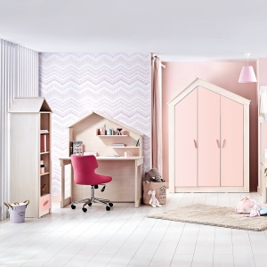 Трикрилен детски гардероб PINK HOUSE - Img 3