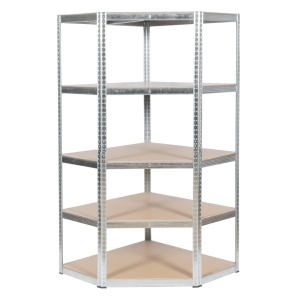 Ъглов метален стелаж Carmen CR-1019 - 180x90x45 см, до 275 кг на рафт - цинк - Img 3