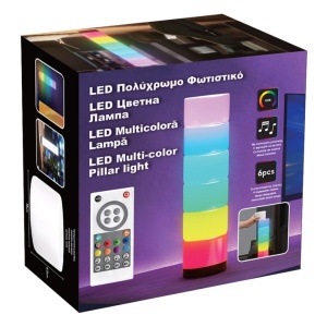 Сензорна Кула от 6 броя светещи цилиндрични модула в LED RGB светлини с дистанционно-подвижни модула - Img 5