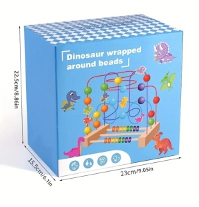 Дървена Монтесори играчка - Лабиринт с животни и маниста - Img 7