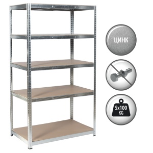 Метален стелаж Carmen CR-1013 - 180x90x30 см, до 100 кг на рафт - цинк