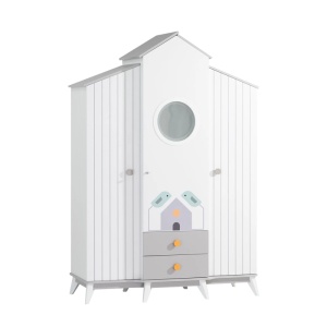 Трикрилен детски гардероб BIRD HOUSE