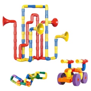 Конструктор с Големи цветни тръби - игра STEM - 108 части - Img 4