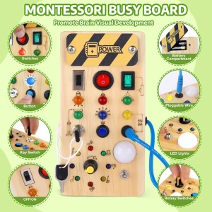 Сетивен панел с активности с LED диоди - Манипулативна дъска по Монтесори - Img 2