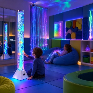 Бълбукаща водна кула с рибки и RGB светлина