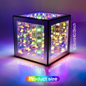 Магически 3D LED куб „Безкрайно огледало“ 3D RGB Сензорна Лампа - Img 2