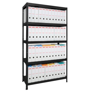 Метален стелаж HARD 180x90x40 см, до 130 кг на рафт - черен