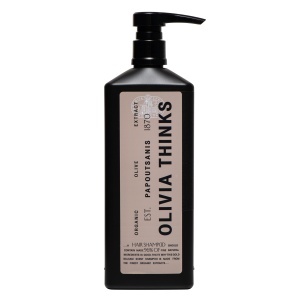 Șampon hidratant, Olivia Thinks, 360ml, natural, extract ulei de masline, keratina vegetala si pantenol, 0% parabeni, 0% SLES, 0% ulei mineral.