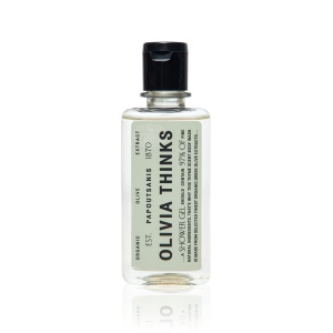 Gel de dus, Olivia Thinks, 70ml, cimbru, natural, extract organic ulei masline, 0% parabeni, 0% SLES, 0% ulei mineral