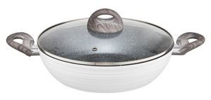 Tigaie adanca 28cm cu capac cu invelis Qualum Basic Stone Edition Wavy